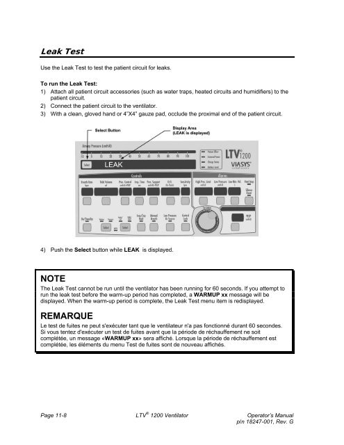 LTV 1200 Operator's Manual - CareFusion Emergency Preparedness