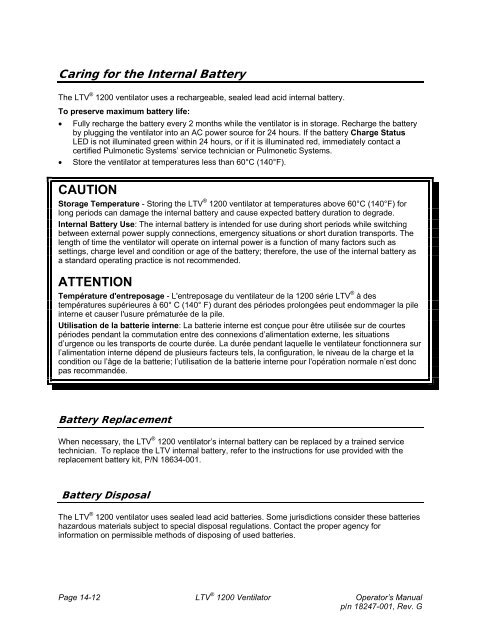 LTV 1200 Operator's Manual - CareFusion Emergency Preparedness