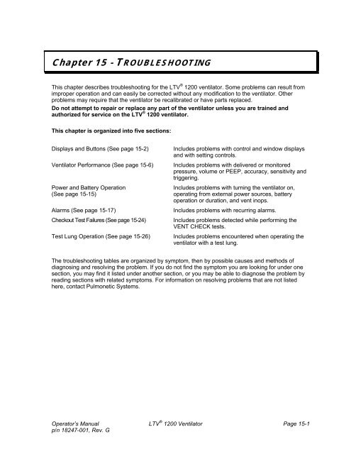 LTV 1200 Operator's Manual - CareFusion Emergency Preparedness