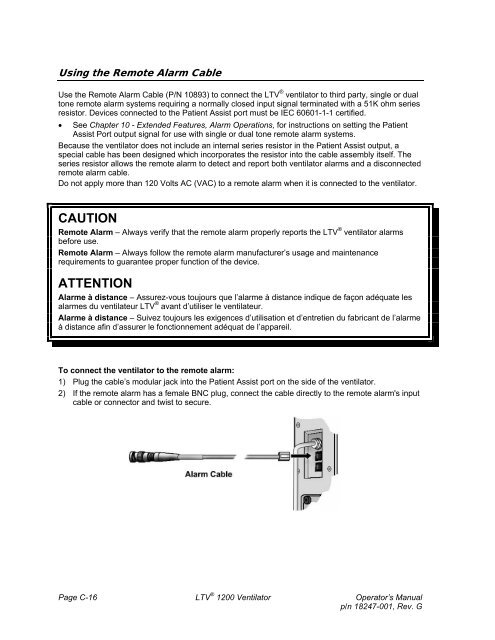 LTV 1200 Operator's Manual - CareFusion Emergency Preparedness