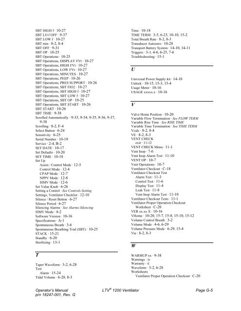 LTV 1200 Operator's Manual - CareFusion Emergency Preparedness