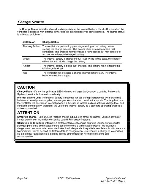 LTV 1200 Operator's Manual - CareFusion Emergency Preparedness