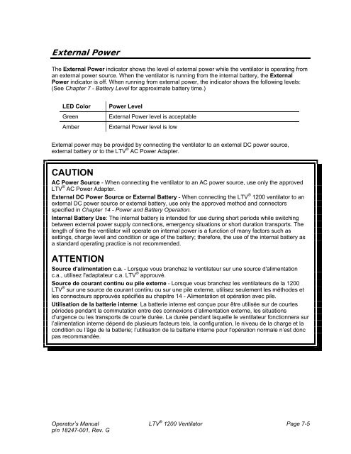 LTV 1200 Operator's Manual - CareFusion Emergency Preparedness