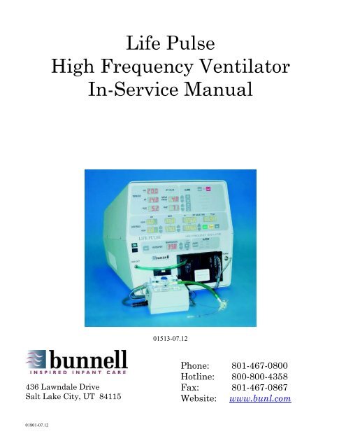 Life Pulse High Frequency Ventilator In-Service Manual - Bunnell ...