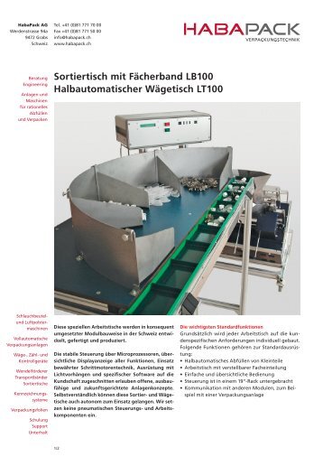 Sortiertisch mit Fächerband LB100 Halbautomatischer ... - Habapack