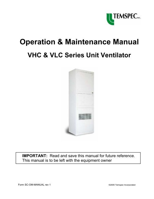 Operation & Maintenance Manual - Valtec