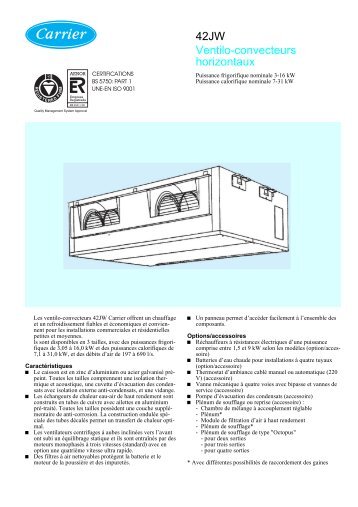 42JW Ventilo-convecteurs horizontaux - Carrier