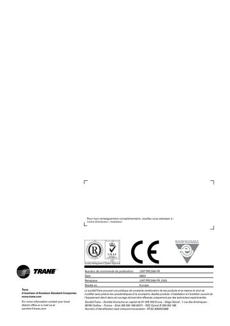 Ventilo-convecteurs UniTrane™ - Document sans nom