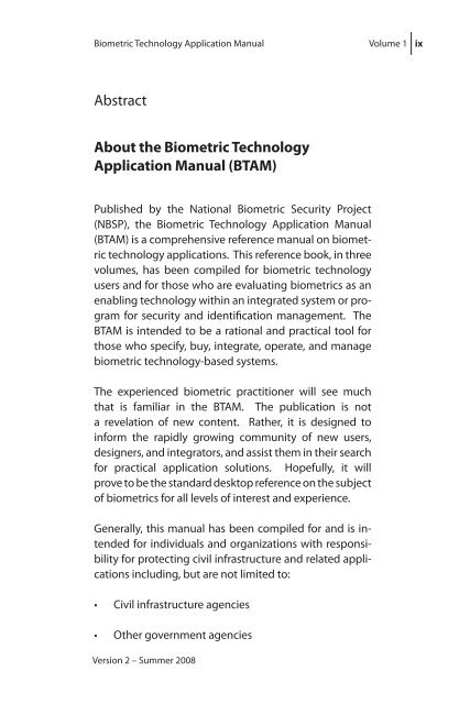 Biometric Technology Application Manual - ITI Observatorio ...