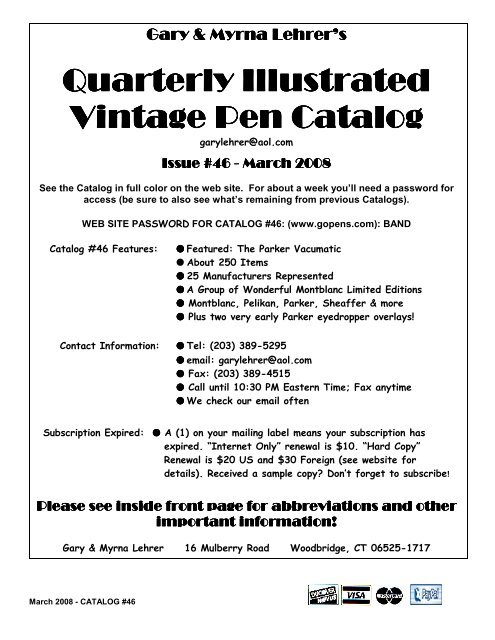 Download Catalog #46 PDF File - Vintage Pens at Gopens.com