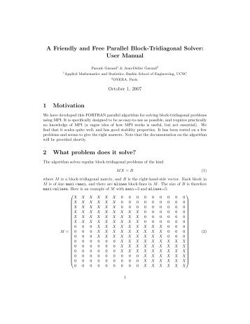 A Friendly and Free Parallel Block-Tridiagonal Solver - Jack Baskin ...