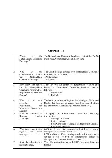 CHAPTER - 18 1 Where is the Nettapakkam Commune Panchayat ...