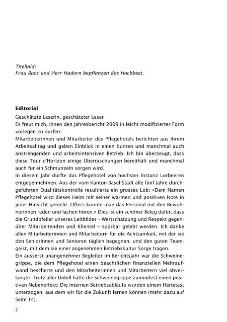 Pflegehotel St. Johann Jahresbericht 2009
