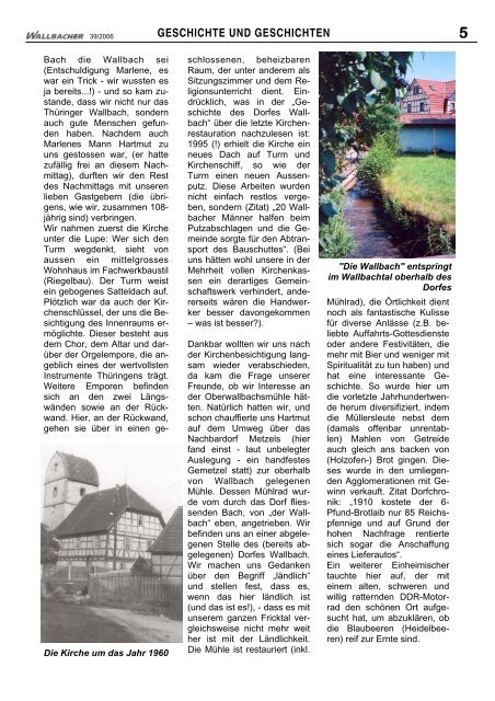 Dorfblatt der Gemeinde Wallbach - Der Wallbacher