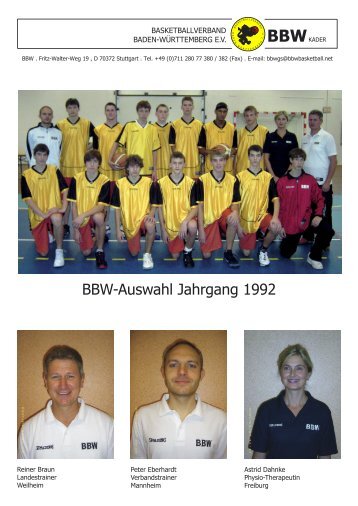BBW-Auswahl Jahrgang 1992 - Bbwbasketball.net