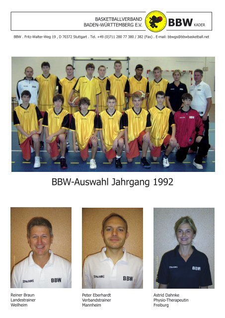 BBW-Auswahl Jahrgang 1992 - Bbwbasketball.net