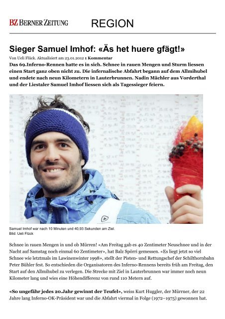 Mürren: Sieger Samuel Imhof: «Äs het huere gfägt!» - News Region ...