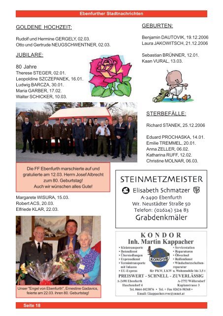 Ebenfurther Stadtnachrichten - Stadtgemeinde Ebenfurth