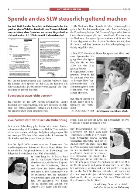 St. Fidelis Blatt Nr. 5/2009 - slw – Soziale Dienste der Kapuziner