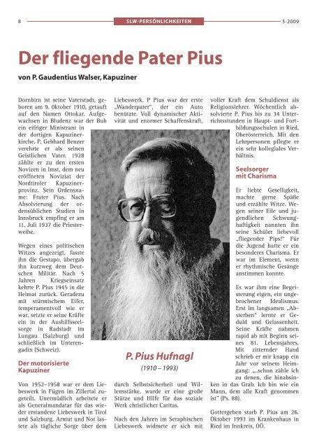 St. Fidelis Blatt Nr. 5/2009 - slw – Soziale Dienste der Kapuziner