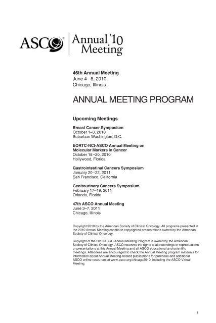 annual meeting program - American Society of Clinical Oncology
