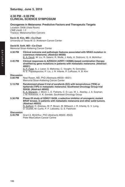 annual meeting program - American Society of Clinical Oncology