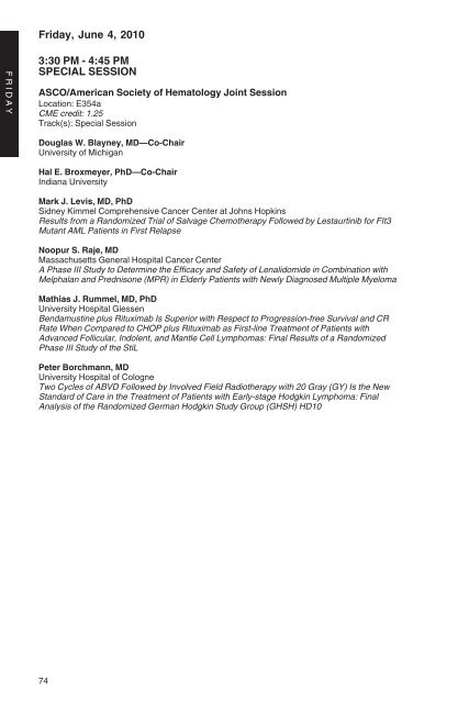 annual meeting program - American Society of Clinical Oncology