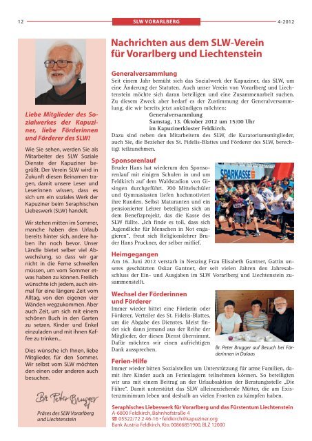 St. Fidelis Blatt Nr. 4/2012 - slw â€“ Soziale Dienste der Kapuziner