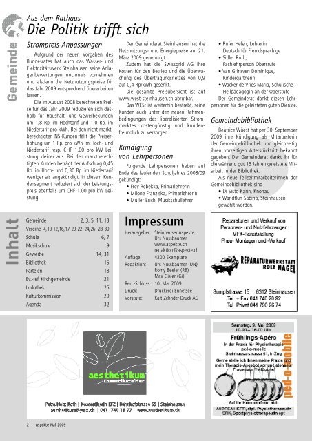 Ausgabe 05/2009 - Aspekte Steinhausen