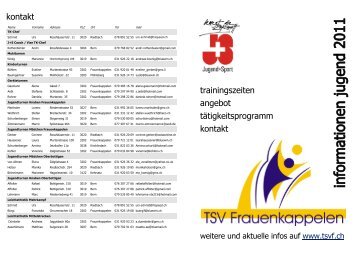 trainingszeiten angebot tätigkeitsprogramm kontakt kontakt - TSV ...