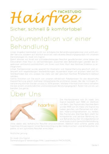 Dokumentation vor einer Behandlung - Fachstudio Hairfree Bern