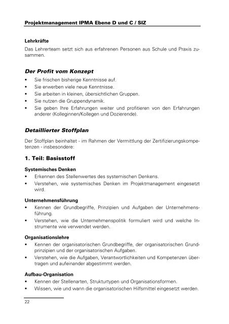 Projektmanagement - Bildungszentrum Wirtschaft Weinfelden