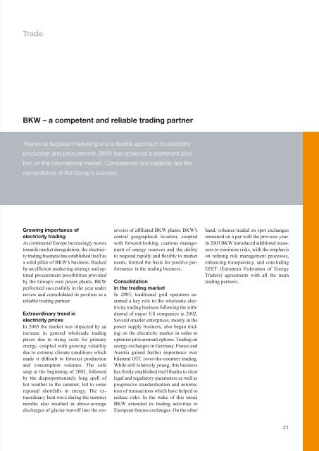 BKW FMB Energy Ltd Annual Report 2003