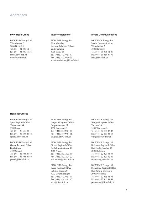 BKW FMB Energy Ltd Annual Report 2003