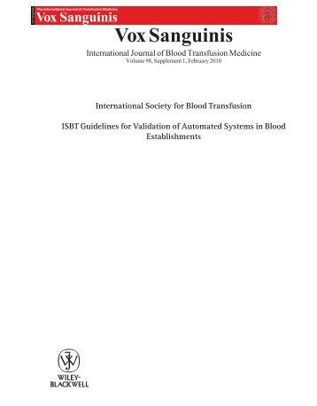 Guidelines for Validation of Automated Systems in Blood