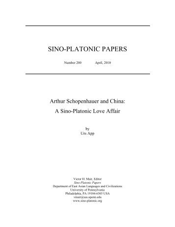 Arthur Schopenhauer and China - Sino-Platonic Papers