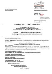 Einladung WIP-Treff Stadtentwicklung Wipperfürth - Stadt Wipperfürth