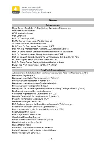 Liste der Foerderer - Bildungswerk der Thüringer Wirtschaft e.V.