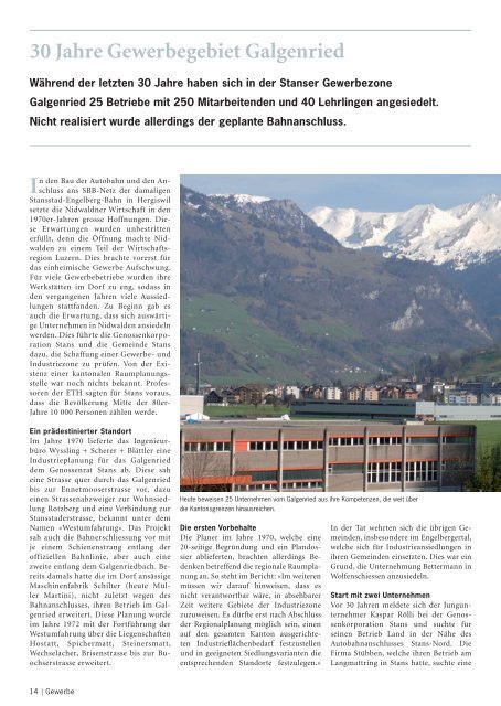 Nr. 5, Oktober 2009 - win - Wirtschaft in Nidwalden und Engelberg