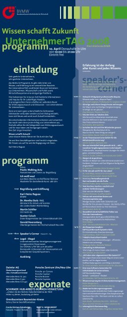 programm UnternehmerTAG2008 einladung speaker's ... - Rundbrief