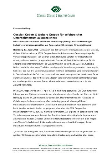 Gossler, Gobert & Wolters Gruppe für erfolgreiches Unternehmertum ...