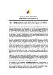 Handout UGS Unternehmertest acht Facetten - Startzentrum