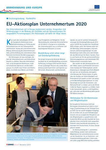 EU-Aktionsplan Unternehmertum 2020 - LASA Brandenburg GmbH