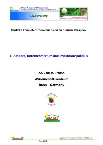 « Diaspora, Unternehmertum und Investitionspolitik » 06 ... - DAVOC