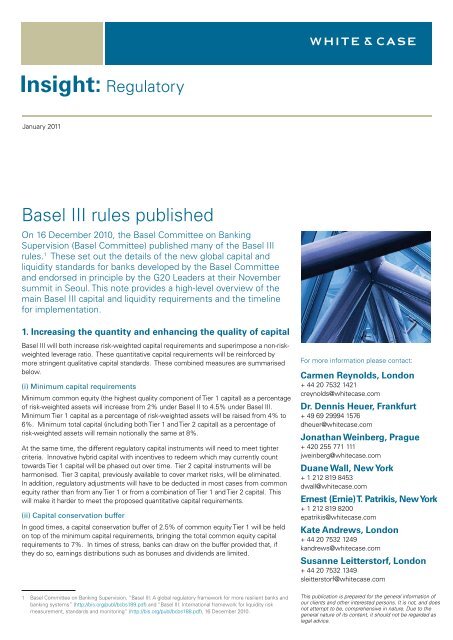 Basel III rules published - White & Case