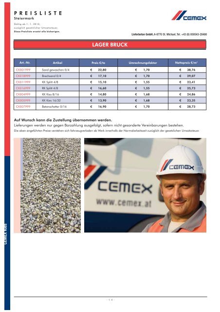 Download Preisliste Steiermark - CEMEX Austria AG