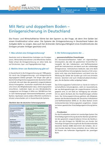 Mit Netz und doppeltem Boden – Einlagensicherung in Deutschland