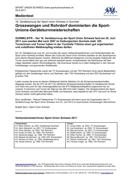 Grosswangen und Rohrdorf dominierten die Sport - Sport Union ...