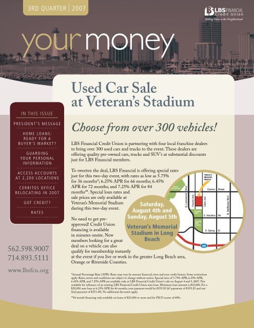 Used Car Sale at Veteran's Stadium - LBS Financial Credit Union