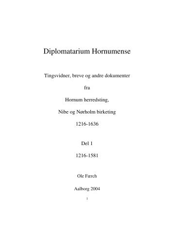 Diplomatarium Hornumense del 1 - Protokoller